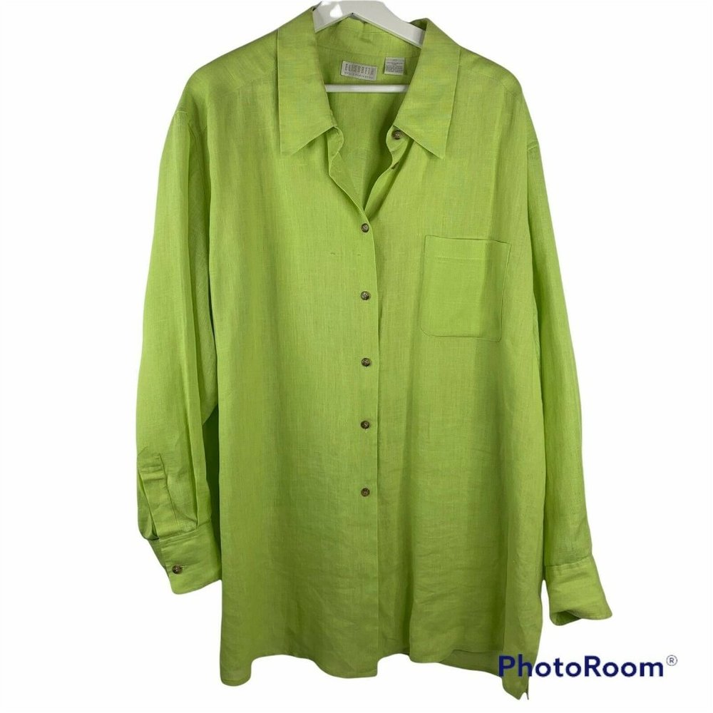Elizabeth 100% Linen Shirt Long Sleeve Button Front Up Top Women’s Plus Size 22 - Picture 1 of 10